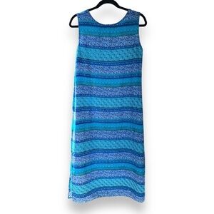 Vintage 90s R&K Blue Purple Sleeveless Midi Dress Women’s Size 12 Summer Beach